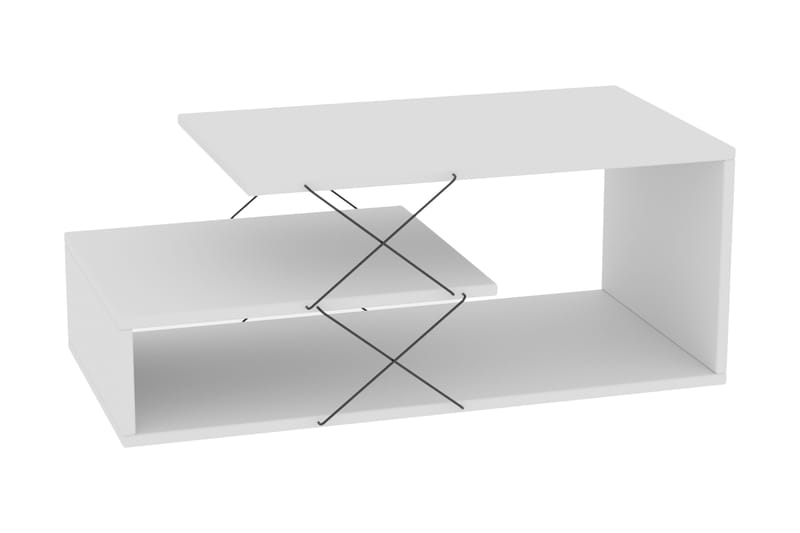 Moengo Soffbord 100 cm med Förvaring Hylla - Vit/Svart - Soffbord