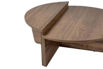 Mukund Ovalt Soffbord 90 cm med Tvådelad Skiva i Trä Valnöt - Brun - Möbler - Bord & matgrupper - Soffbord