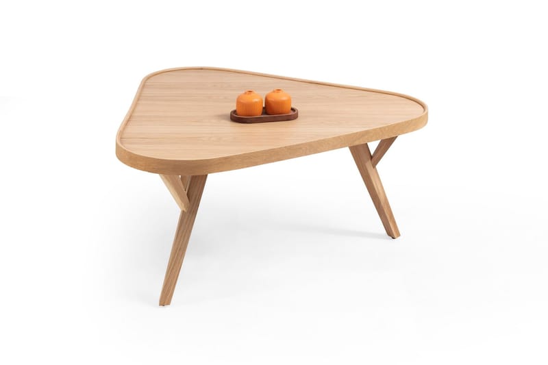 Mul 95 cm Kvadratiskt Soffbord med Triangelformad Skiva i Ek - Beige - Möbler - Bord & matgrupper - Soffbord