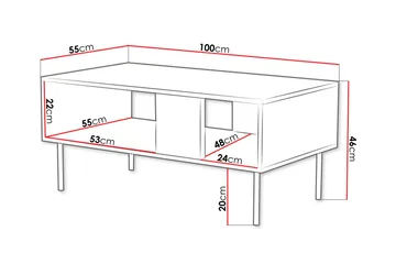 Munkedal Soffbord 100 cm Rektangulärt med Hyllor i Målat Trä - Beige - Möbler - Bord & matgrupper - Soffbord