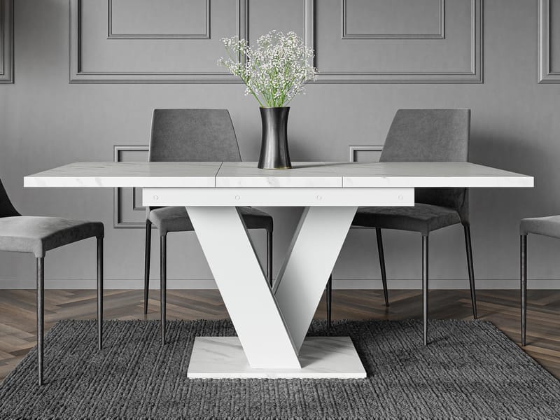 Nand Förlängningsbart Matbord 120-160 cm Rektangulär - Vit - Möbler - Bord & matgrupper - Matbord & köksbord