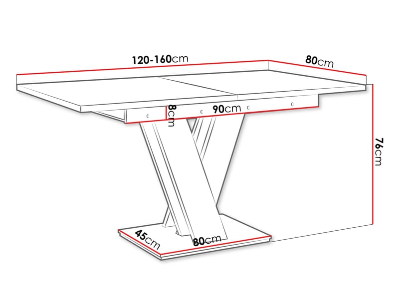 Nand Förlängningsbart Matbord 120-160 cm Rektangulär - Vit - Möbler - Bord & matgrupper - Matbord & köksbord