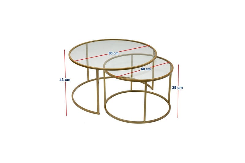 Naruram Soffbord 80 cm - Guld/Transparent - Möbler - Bord & matgrupper - Soffbord