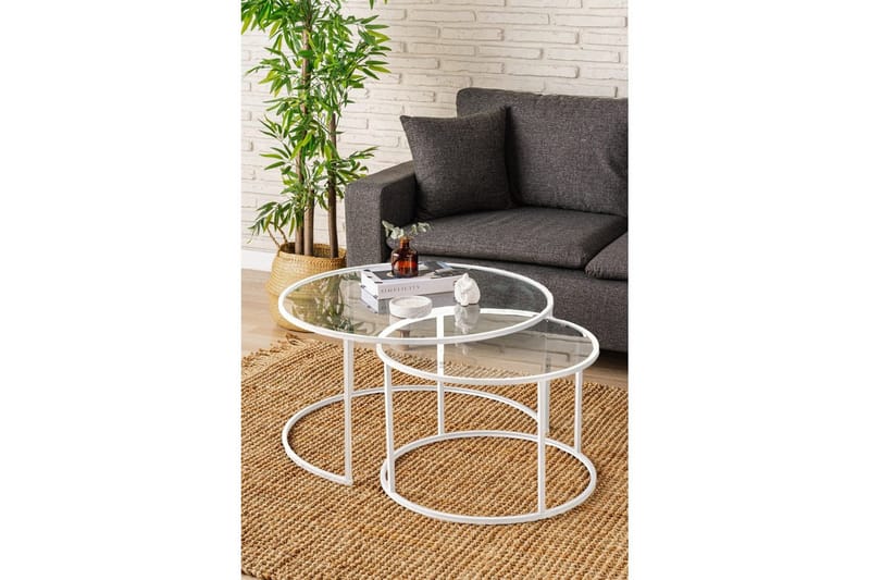 Naruram Soffbord 80 cm - Vit/Transparent - Möbler - Bord & matgrupper - Soffbord