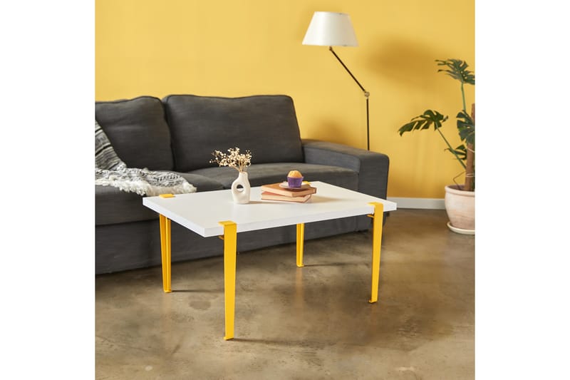 Neda Soffbord 90x60 cm Vit/Gul - Hanah Home - Möbler - Bord & matgrupper - Soffbord