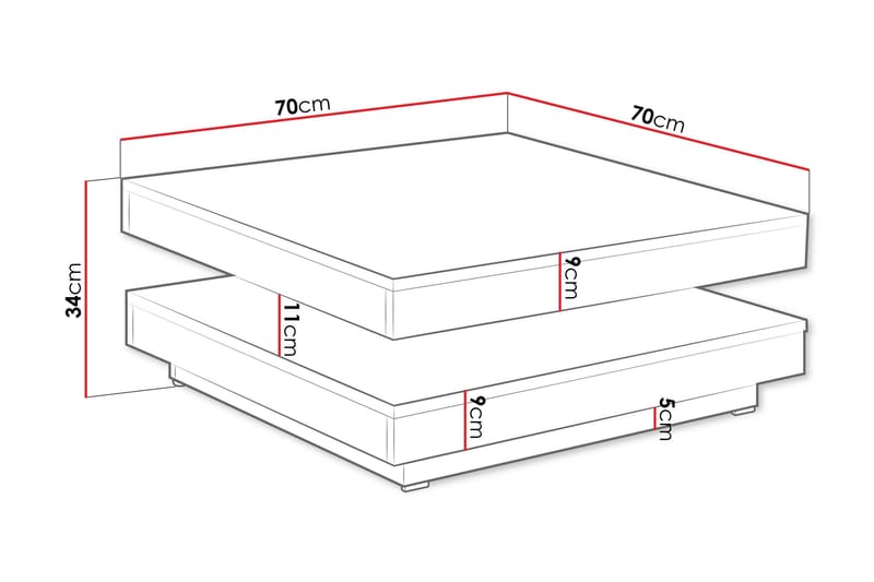 Nenani 70 cm Kvadratiskt Soffbord med Vridbar Överdel i Trä - Vit|Beige - Möbler - Bord & matgrupper - Soffbord
