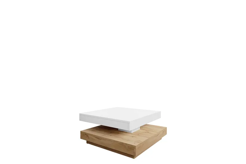 Nenani 70 cm Kvadratiskt Soffbord med Vridbar Överdel i Trä, Vit|Beige