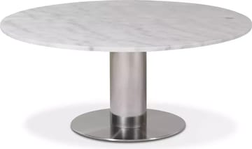 Next runt soffbord i marmor D105 cm - Borstad stål / Marmor (Vit)