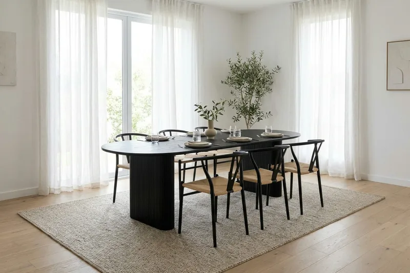 Noira Förlängningsbart Matbord 220/320x100 cm Fanér - Svart - Möbler - Bord & matgrupper - Matbord & köksbord