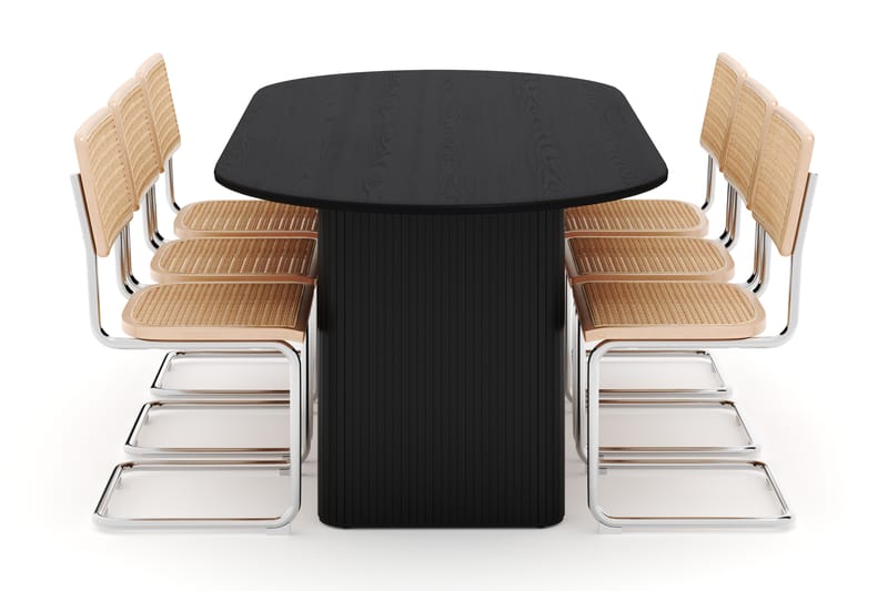 Noira Matbord 220 cm Ek med 6 st Build Matstolar - Svart - Möbler - Bord & matgrupper - Matgrupper