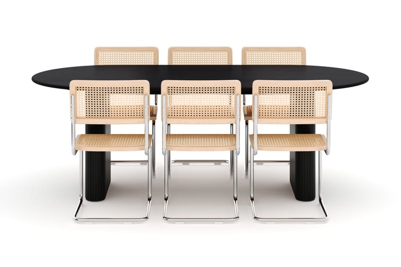 Noira Matbord 220 cm Ek med 6 st Build Matstolar - Svart - Möbler - Bord & matgrupper - Matgrupper