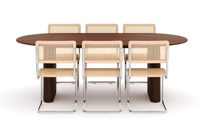 Noira Matbord 220 cm Valnöt med 6 st Build Matstolar - Brun - Möbler - Bord & matgrupper - Matgrupper