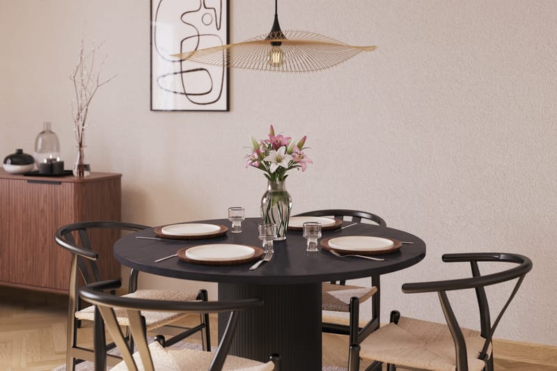 Noira Matgrupp 120 cm Ek Rund med 4 Dastoori Matstol - Svart - Möbler - Bord & matgrupper - Matgrupper