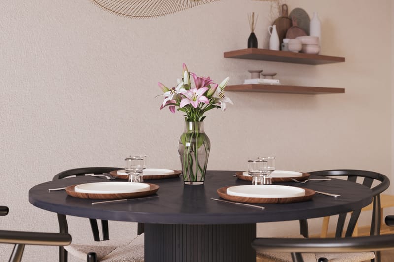 Noira Matgrupp 120 cm Ek Rund med 4 Dastoori Matstol - Svart - Möbler - Bord & matgrupper - Matgrupper