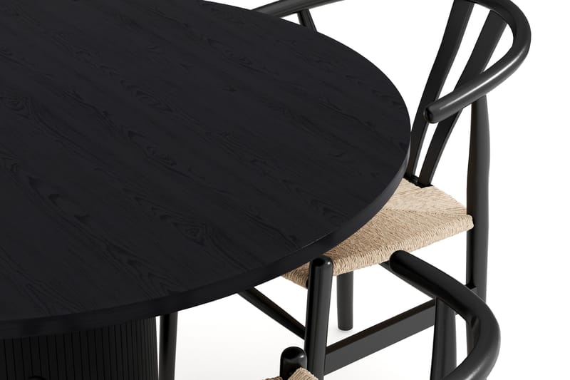 Noira Matgrupp 120 cm Massiv Ek Rund med 4 Dastoori Matstol - 2220067-4,2206128-1 - Svart - Möbler - Bord & matgrupper - Matgrupper