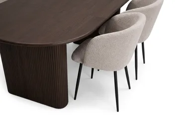 Noira Matgrupp 160-220 cm förlängningsbart med 6 Greya Mastolar - Rökt ek - Möbler - Bord & matgrupper - Matgrupper