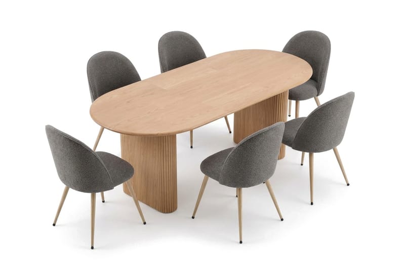 Noira Matgrupp 160-220 cm förlängningsbart med 6 Nibe Plus Mastolar - Ek - Möbler - Bord & matgrupper - Matgrupper