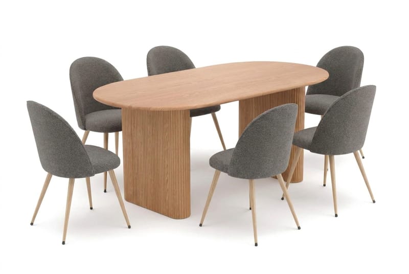 Noira Matgrupp 160-220 cm förlängningsbart med 6 Nibe Plus Mastolar - Ek - Möbler - Bord & matgrupper - Matgrupper