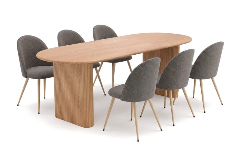 Noira Matgrupp 160-220 cm förlängningsbart med 6 Nibe Plus Mastolar, Ek