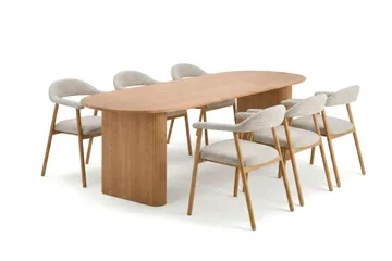 Noira Matgrupp 220-320 cm förlängningsbart i Ek med 6 Ronja Matstolar - Ek - Möbler - Bord & matgrupper - Matgrupper