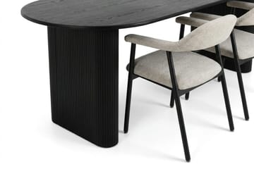 Noira Matgrupp 220-320 cm förlängningsbart i Svart med 6 Ronja Matstolar - Svartlaserad ek - Möbler - Bord & matgrupper - Matgrupper