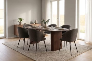 Noira Matgrupp 220-320 cm förlängningsbart med 6 Greya Mastolar - Valnöt - Möbler - Bord & matgrupper - Matgrupper
