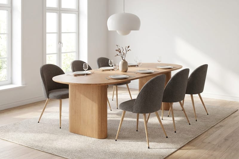 Noira Matgrupp 220-320 cm förlängningsbart med 6 Nibe Plus Mastolar - Ek - Möbler - Bord & matgrupper - Matgrupper