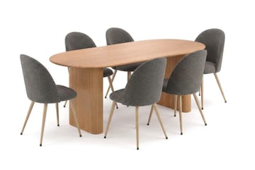 Noira Matgrupp 220-320 cm förlängningsbart med 6 Nibe Plus Mastolar - Ek - Möbler - Bord & matgrupper - Matgrupper