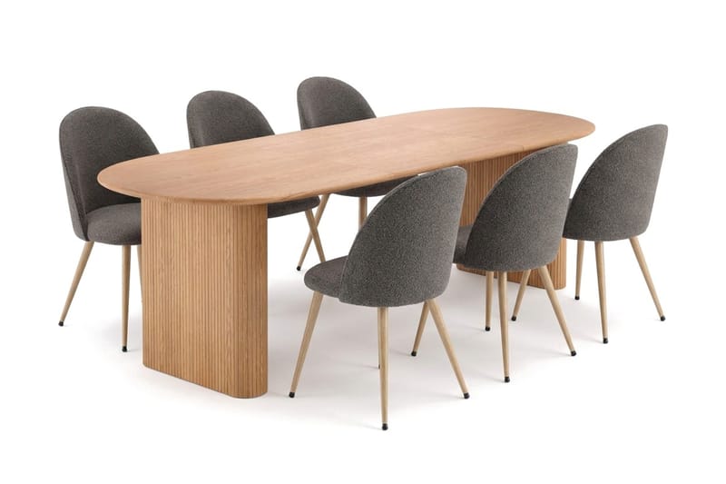 Noira Matgrupp 220-320 cm förlängningsbart med 6 Nibe Plus Mastolar, Ek