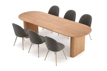 Noira Matgrupp 220-320 cm förlängningsbart med 6 Nibe Plus Mastolar - Ek - Möbler - Bord & matgrupper - Matgrupper