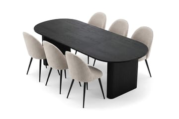 Noira Matgrupp 220-320 cm förlängningsbart med 6 Nibe Plus Mastolar - Svartlaserad ek - Möbler - Bord & matgrupper - Matgrupper