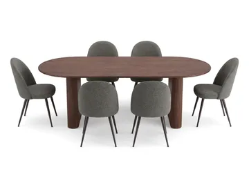 Noira Matgrupp 220-320 cm förlängningsbart med 6 Nibe Plus Mastolar - Valnöt - Möbler - Bord & matgrupper - Matgrupper