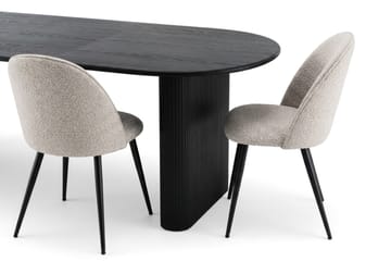 Noira Matgrupp 220-320 cm förlängningsbart med 6 Nibe Plus Mastolar - Svartlaserad ek - Möbler - Bord & matgrupper - Matgrupper