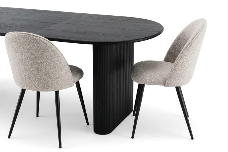 Noira Matgrupp 220-320 cm förlängningsbart med 6 Nibe Plus Mastolar - Svartlaserad ek - Möbler - Bord & matgrupper - Matgrupper