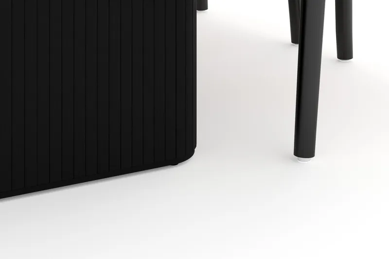 Noira Matgrupp 220 cm Massiv Ek med 6 Dastoori Matstolar - Svart - Möbler - Bord & matgrupper - Matgrupper