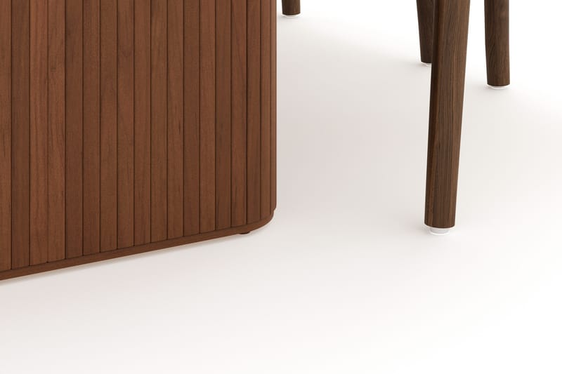 Noira Matgrupp 220 cm Massiv Valnöt med 6 Dastoori Matstol - 2220070-6,2098431-1 - Ribbad / Natur / Mörkbrun / Brunt Trä - Möbler - Bord & matgrupper - Matgrupper