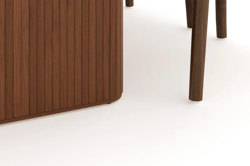 Noira Matgrupp 220 cm Massiv Valnöt med 6 Dastoori Matstolar - Ribbad / Natur / Mörkbrun / Brunt Trä - Möbler - Bord & matgrupper - Matgrupper