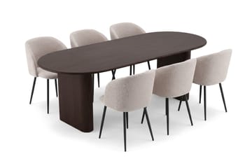 Noira Matgrupp 220 cm rektangulärt med 6 Greya Mastolar - Rökt ek - Möbler - Bord & matgrupper - Matgrupper