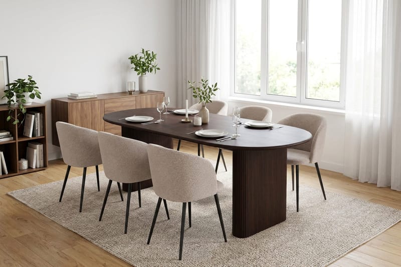 Noira Matgrupp 220 cm rektangulärt med 6 Greya Mastolar - Rökt ek - Möbler - Bord & matgrupper - Matgrupper