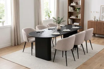 Noira Matgrupp 220 cm rektangulärt med 6 Greya Mastolar - Svartlaserad ek - Möbler - Bord & matgrupper - Matgrupper