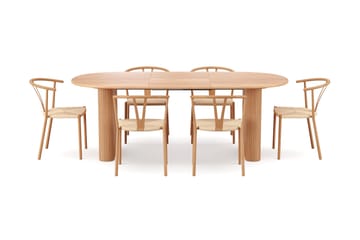 Noira Matgrupp förlängningsbart 160-220 cm Ek med 6 Elysia Matstolar - Ek - Möbler - Bord & matgrupper - Matgrupper