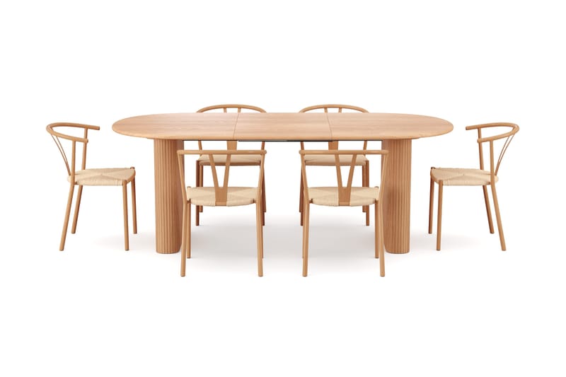 Noira Matgrupp förlängningsbart 160-220 cm Ek med 6 Elysia Matstolar - Ek - Möbler - Bord & matgrupper - Matgrupper