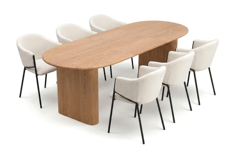 Noira Matgrupp förlängningsbart 160-220 cm Ek med 6 Filip Matstolar - Ek - Möbler - Bord & matgrupper - Matgrupper