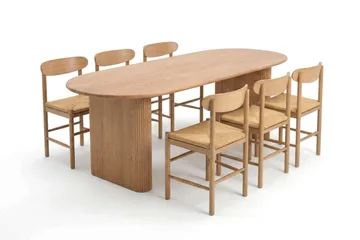 Noira Matgrupp förlängningsbart 160-220 cm Ek med 6 Malte Matstolar - Ek - Möbler - Bord & matgrupper - Matgrupper