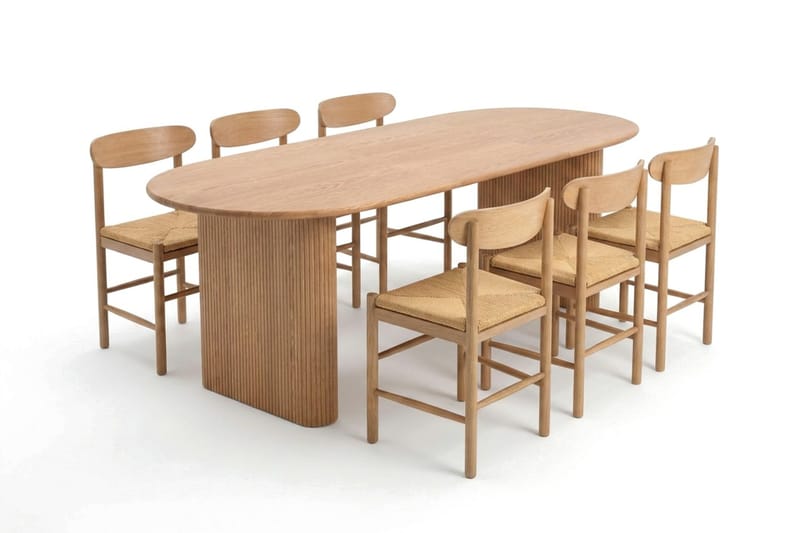 Noira Matgrupp förlängningsbart 160-220 cm Ek med 6 Malte Matstolar - Möbler - Bord & matgrupper - Matgrupper