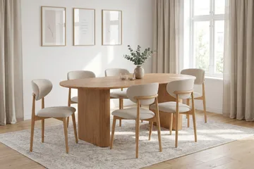 Noira Matgrupp förlängningsbart 160-220 cm Ek med 6 Molly Matstolar - Ek - Möbler - Bord & matgrupper - Matgrupper