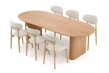 Noira Matgrupp förlängningsbart 160-220 cm Ek med 6 Molly Matstolar - Ek - Möbler - Bord & matgrupper - Matgrupper