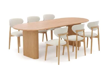 Noira Matgrupp förlängningsbart 160-220 cm Ek med 6 Molly Matstolar - Ek - Möbler - Bord & matgrupper - Matgrupper