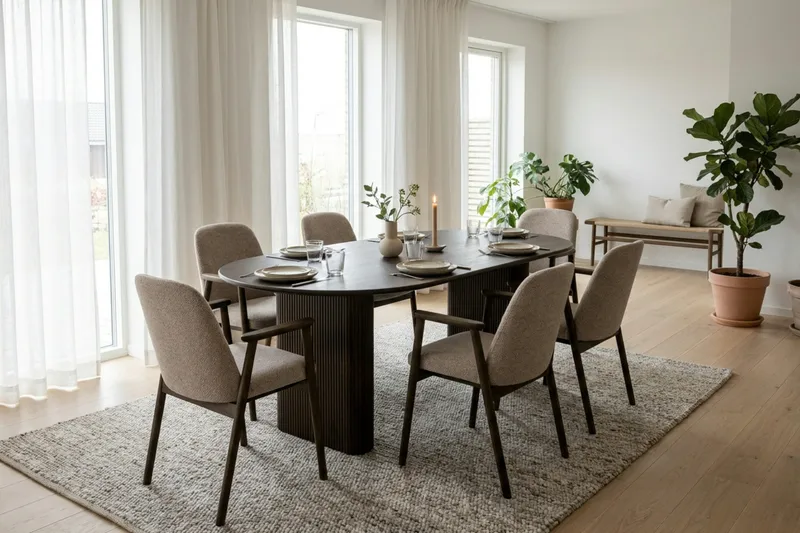 Noira Matgrupp förlängningsbart 160-220 cm Rökt Ek med 6 Reciclar Matstolar - Rökt ek - Möbler - Bord & matgrupper - Matgrupper