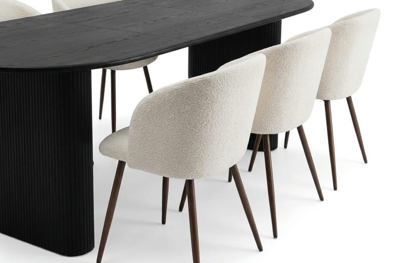 Noira Matgrupp förlängningsbart 160-220 cm Svart med 6 Greya Matstolar - Svart - Möbler - Bord & matgrupper - Matgrupper